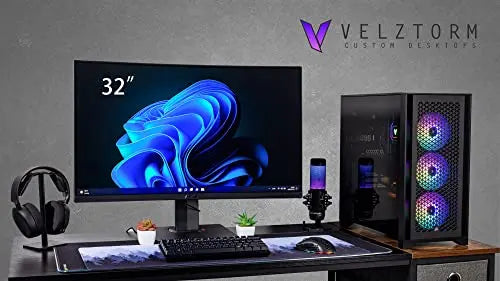 Velztorm Armix Custom Built Gaming Desktop PC (AMD Ryzen 9 7900X, GeForce RTX 5090, 64GB DDR5, 8TB PCIe SSD, RGB Fans, 240mm AIO, 1000W PSU, WiFi 6E, Bluetooth 5.3, RJ-45, 1 Display Port, Win 11 Home) Velztorm