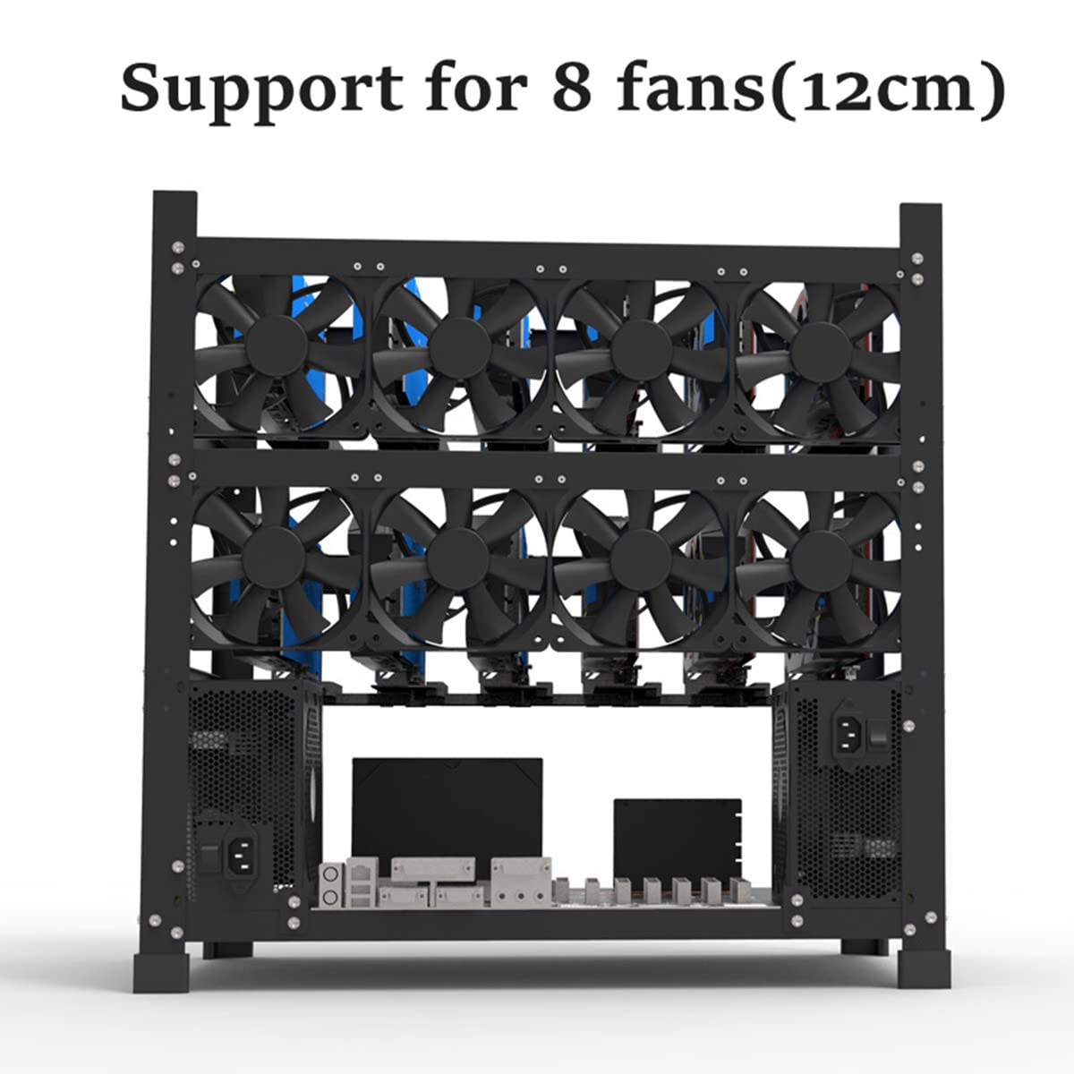 Mining Rig Frame for 12GPU, Steel Open Air Miner Mining Frame Rig Case, Support to Dual Power Supply for Crypto Coin Currency Bitcoin ETH ETC ZEC Mining Tools - Frame Only, Fans & GPU is not Included