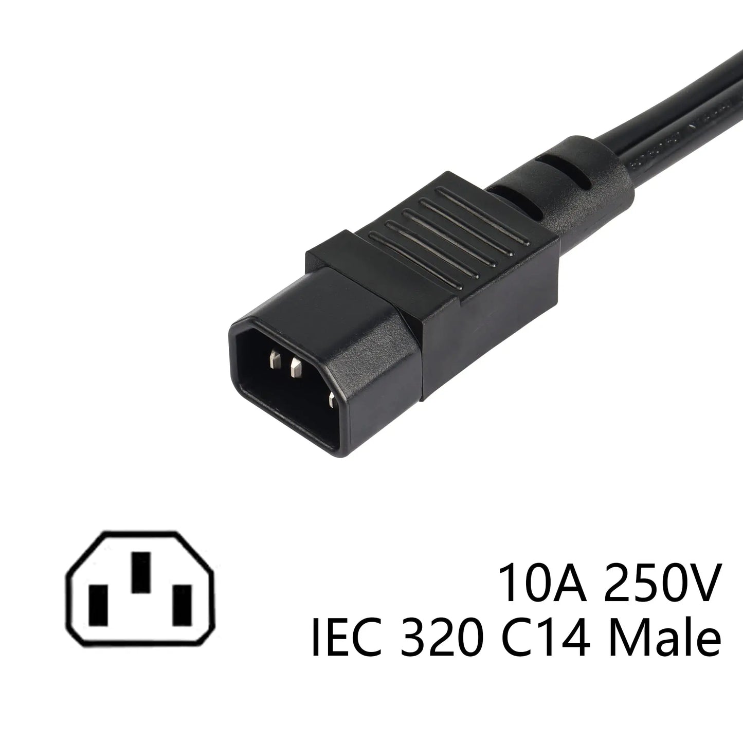 CERRXIAN 1ft C14 to C13 and NEMA 5-15R Y Splitter Power Cord, IEC 320 C14 Male to C13 Female & Nema 5-15R Female Splitter Power Cable(C14-C13/5-15R) CERRXIAN