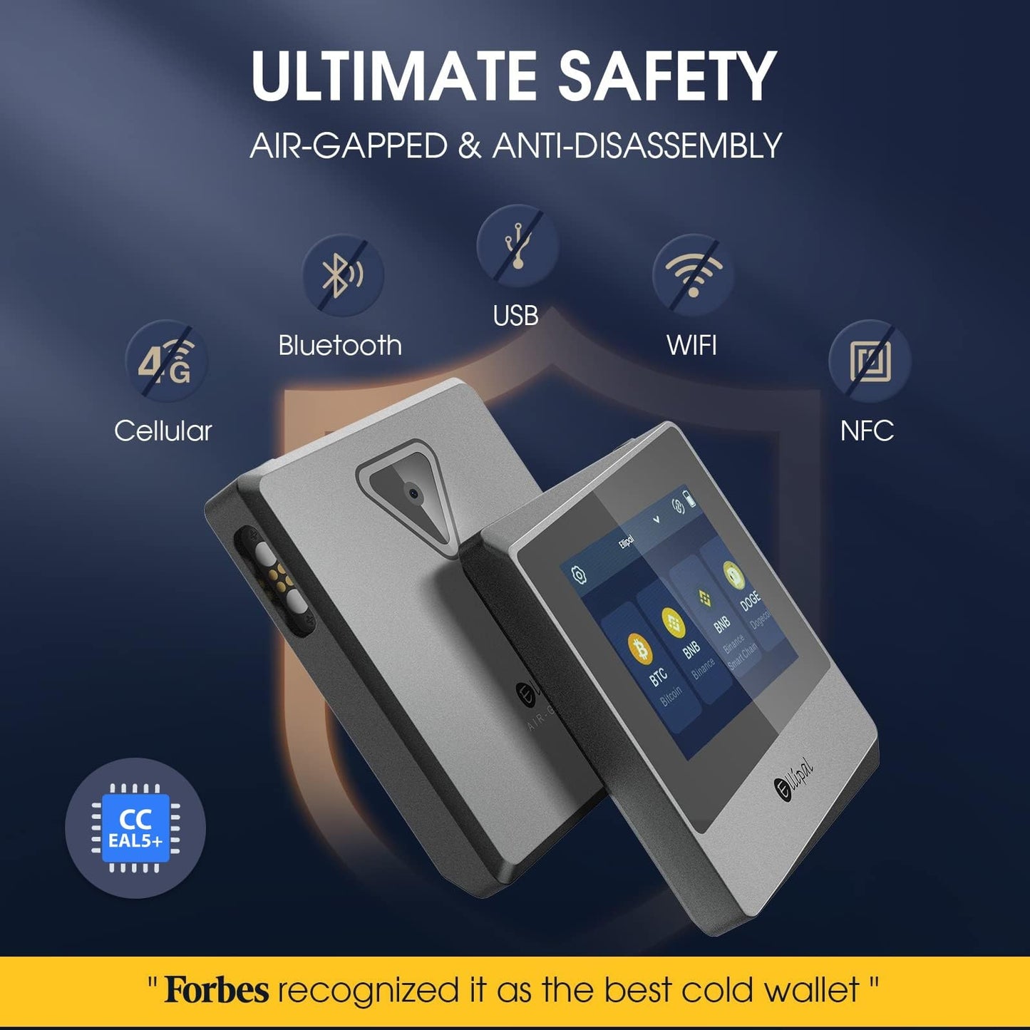 ELLIPAL Air-gapped Crypto Wallet - Titan Mini, 10000 Coins & Tokens, Anti-Tamper Cold Storage for BTC/XRP/ETH/XLM/USDT/LTC