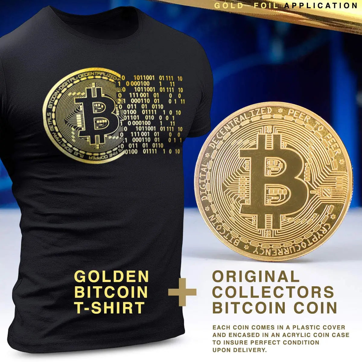 Golden Bitcoin T-Shirt for Crypto Currency Miners and Original Collectors Bitcoin Coin XX-Large D R DETROIT REBELS