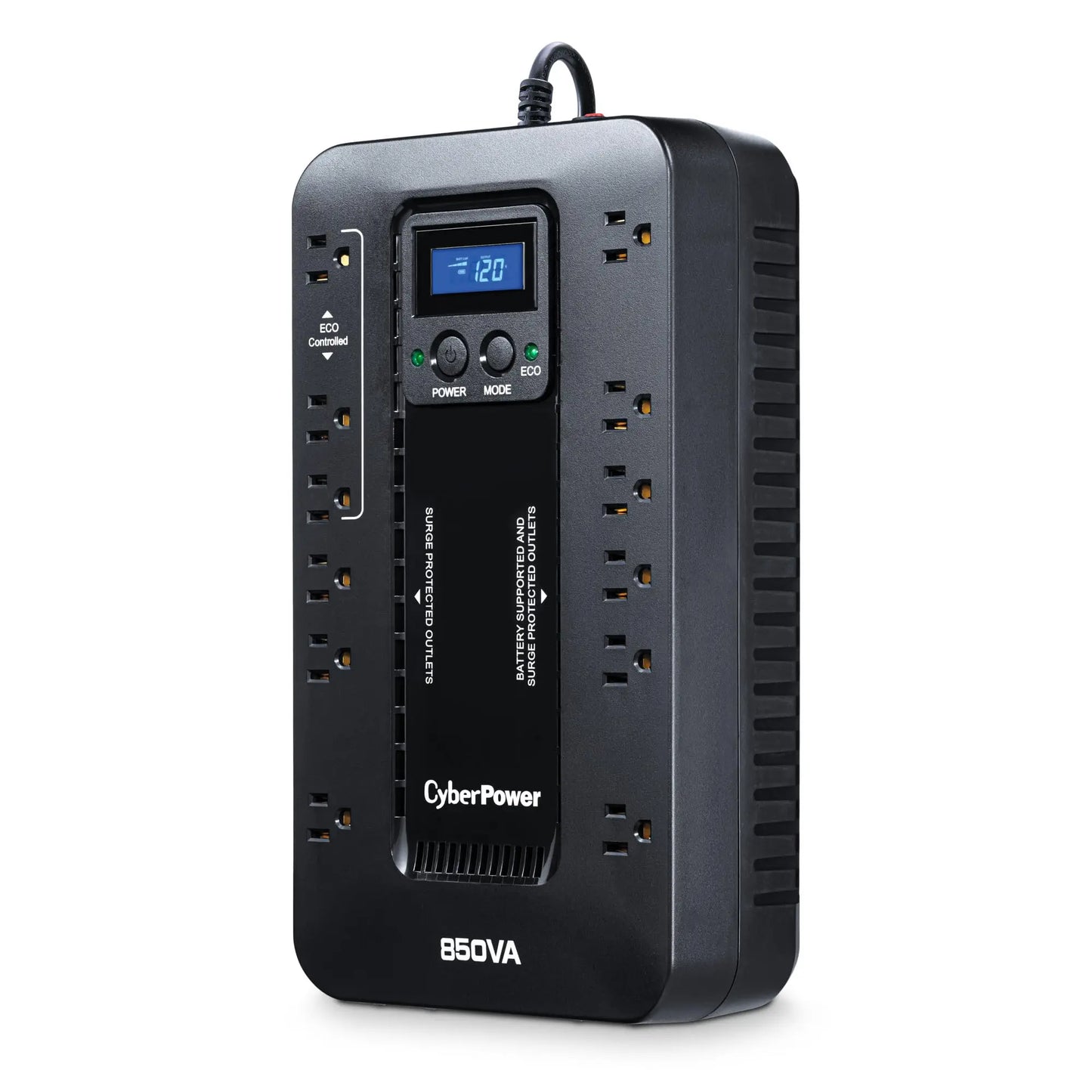 CyberPower EC850LCD Ecologic UPS Battery Backup and Surge Protector, 850VA/510W, 12 Outlets, ECO Mode, Compact, UL Certified CyberPower