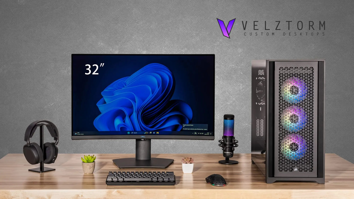 Velztorm Aciex 3D Custom Built Gaming Desktop PC (AMD Ryzen 7 7800X3D, GeForce RTX 5090, 64GB DDR5, 2TB PCIe SSD + 6TB HDD, 360mm AIO, 1000W PSU, WiFi 6E, Bluetooth 5.2, RJ-45, Win 11 Pro) Velztorm
