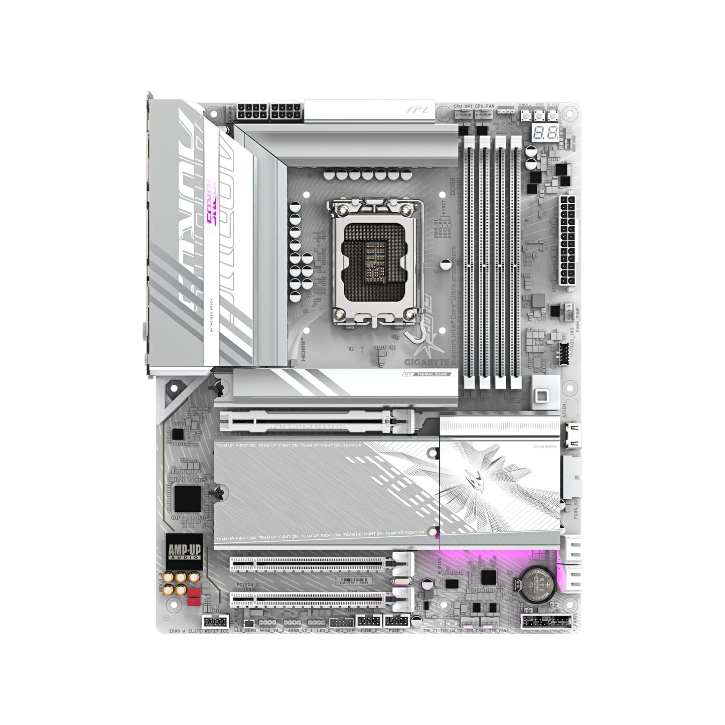 GIGABYTE Z890 AORUS Elite WIFI7 ICE Intel Core Ultra (Series 2) LGA 1851 Motherboard, ATX, DDR5, 3X M.2, PCIe 5.0, Thunderbolt 4, WIFI7, 2.5GbE LAN, EZ-Latch