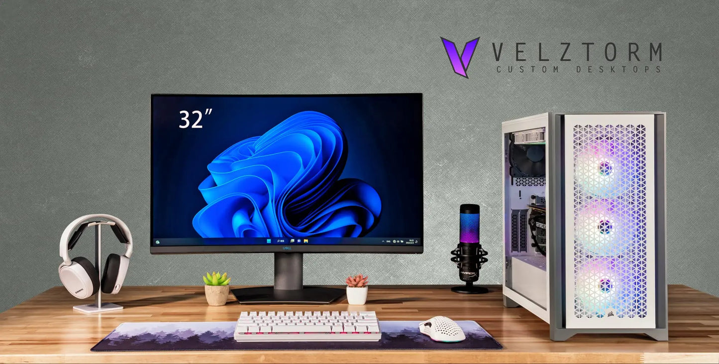 Velztorm White Armix Custom Built Gaming Desktop PC (AMD Ryzen 9 7900X, GeForce RTX 5090, 64GB DDR5, 2TB PCIe SSD + 6TB HDD, RGB Fans, 240mm AIO, 1000W PSU, WiFi 6E, Bluetooth 5.2, Win 11 Pro) Velztorm