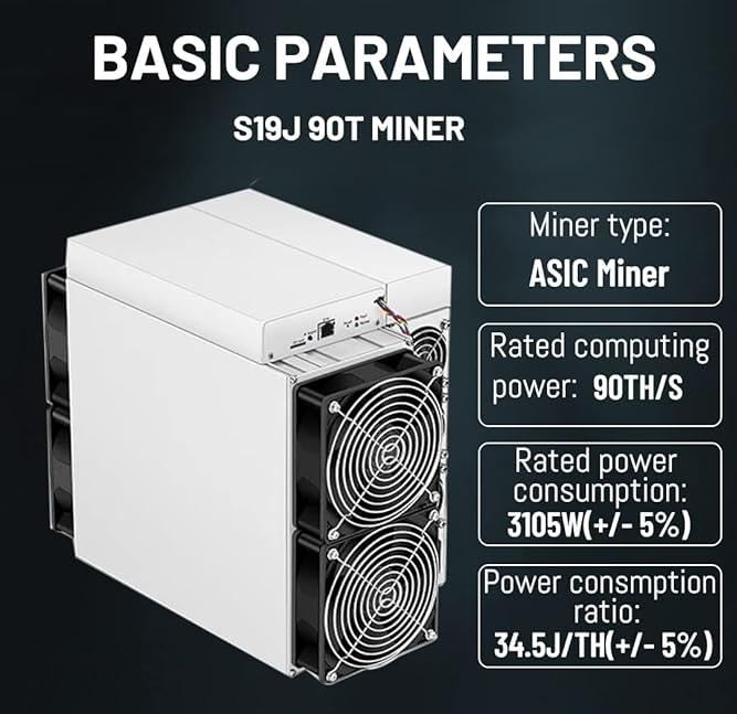Bitmain Antminer S19j Pro 100Th - 2950W ASIC Miner for Bitcoin Mining with Top Hashrate of 100Th/s, Built-in Power Supply