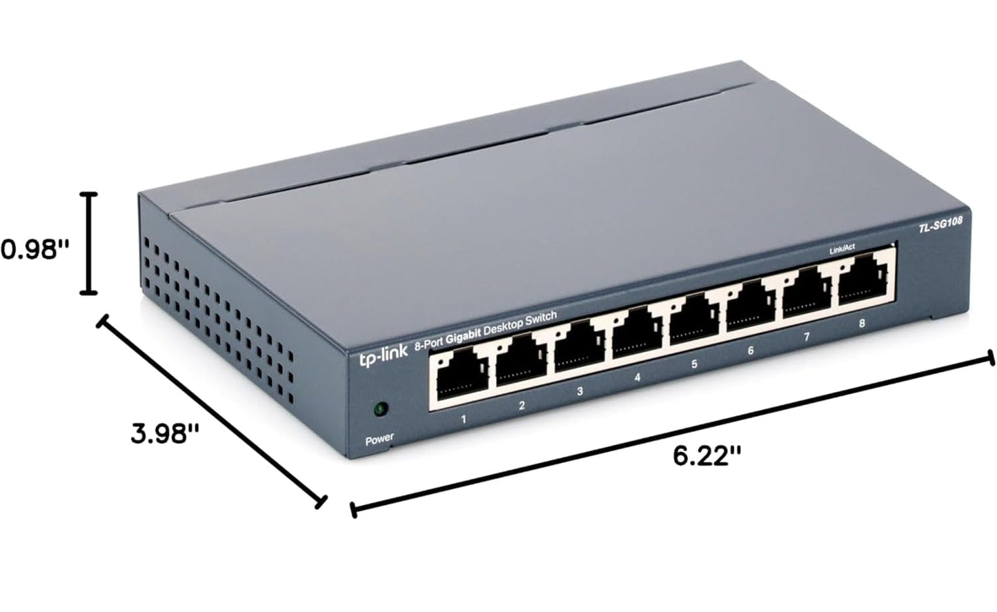TP-Link 8 Port Gigabit Ethernet Network Switch - Ethernet Splitter | Plug & Play | Fanless | Sturdy Metal w/ Shielded Ports | Traffic Optimization | Unmanaged | Lifetime Protection (TL-SG108)