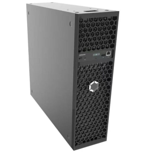 Server tower with honeycomb design on a white background