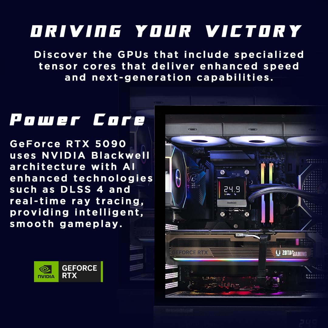 ZOTAC MEK AI-Enhanced Gaming PC Desktop Computer - NVIDIA GeForce RTX 5090, AMD Ryzen 7 9800X3D Up to 5.2GHz, 32GB DDR5 RGB, 2TB NVME M.2 SSD, 1300W 80+ Gold PSU, WiFi 7, Windows 11