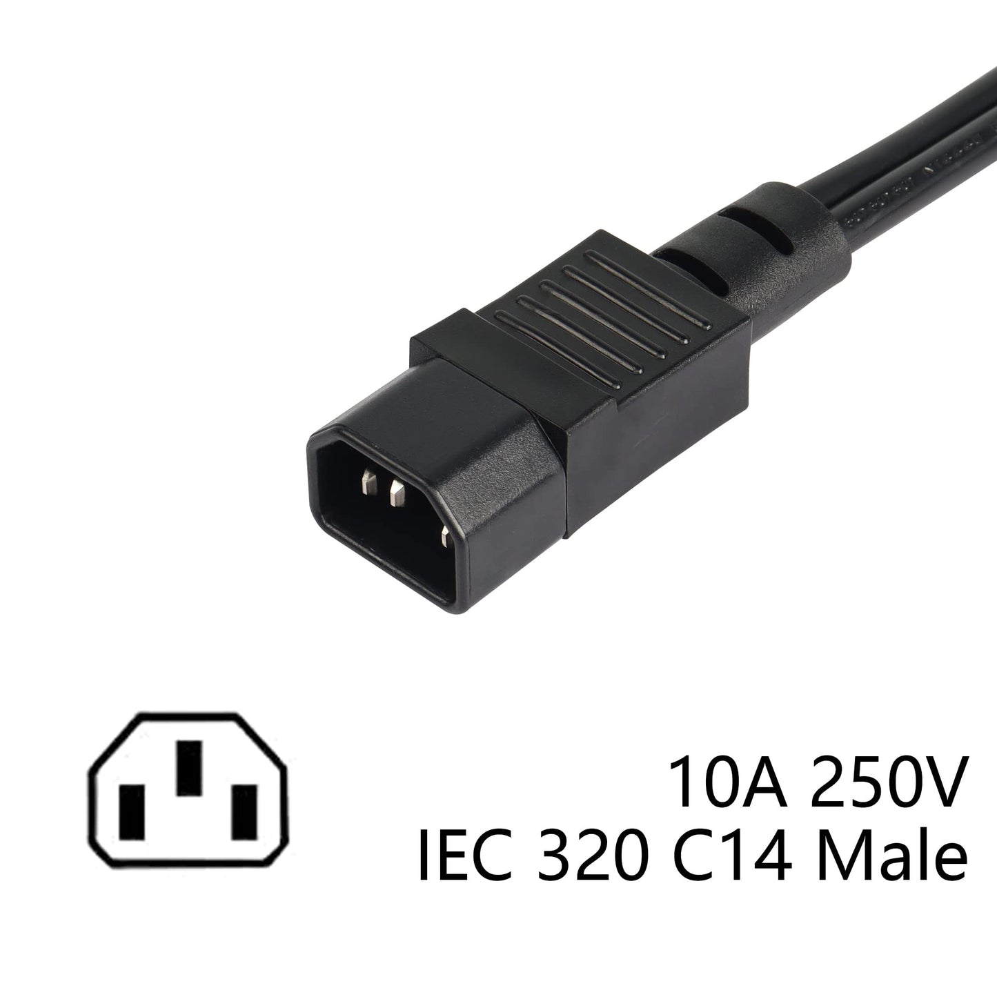 CERRXIAN 1ft C14 to C13 and NEMA 5-15R Y Splitter Power Cord, IEC 320 C14 Male to C13 Female & Nema 5-15R Female Splitter Power Cable(C14-C13/5-15R)