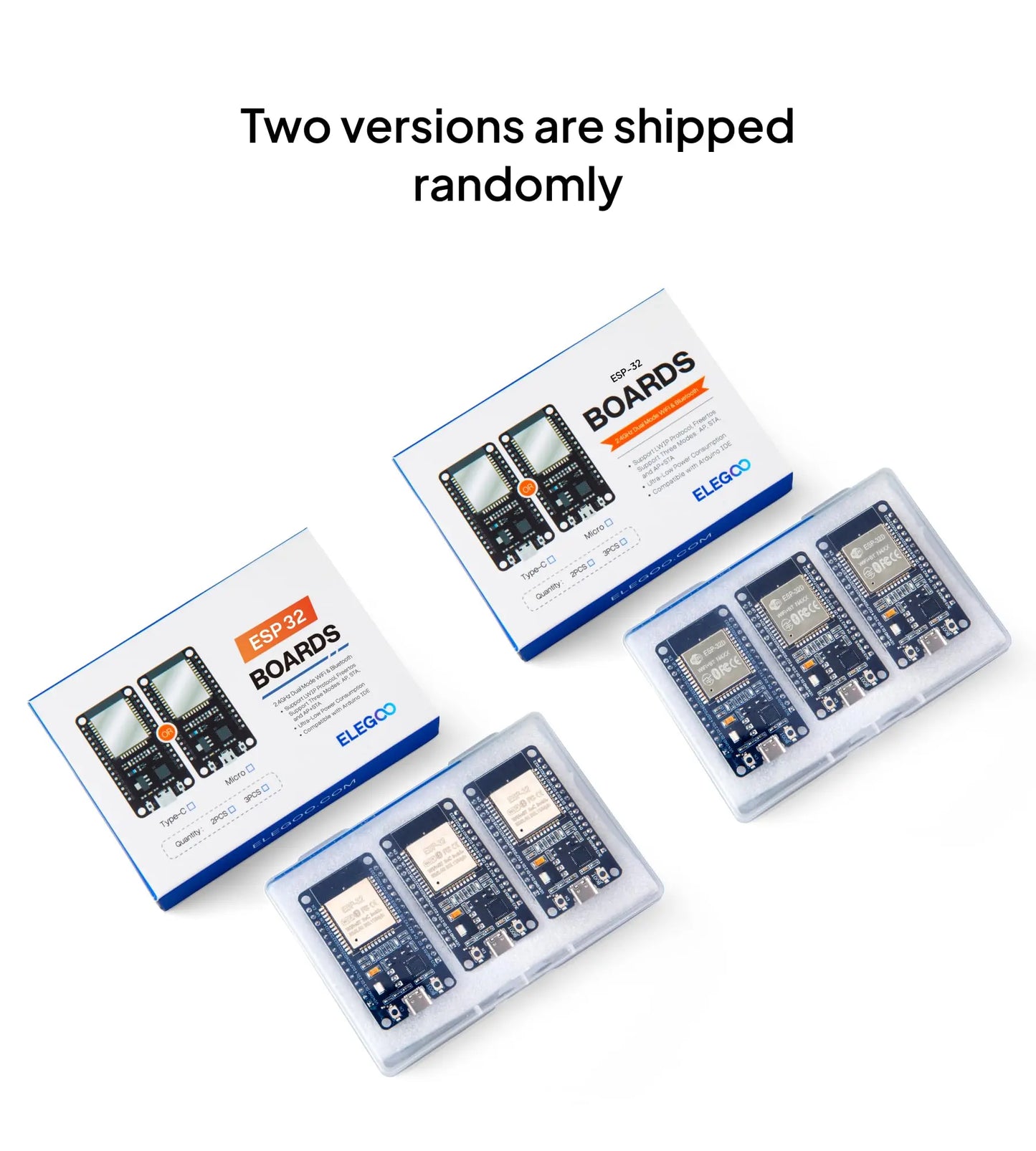 ELEGOO 3PCS ESP-32 Development Board USB-C, 2.4GHz Dual Mode WiFi+Bluetooth Dual Core Microcontroller Support AP/STA/AP+STA, CP2102 Chip ELEGOO