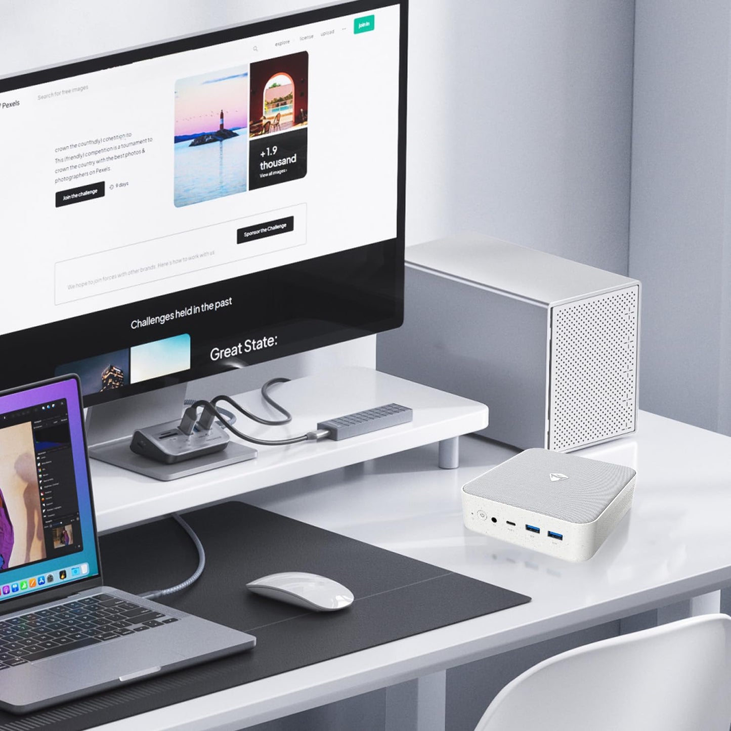 Machenike Machcreator Mini2 7940H Entry Mini Desktop, AMD Ryzen 9 7940H, AMD Radeon Graphics, 16GB DDR5 RAM, 512GB SSD, Wi-Fi 6, W11H, Bluetooth, White