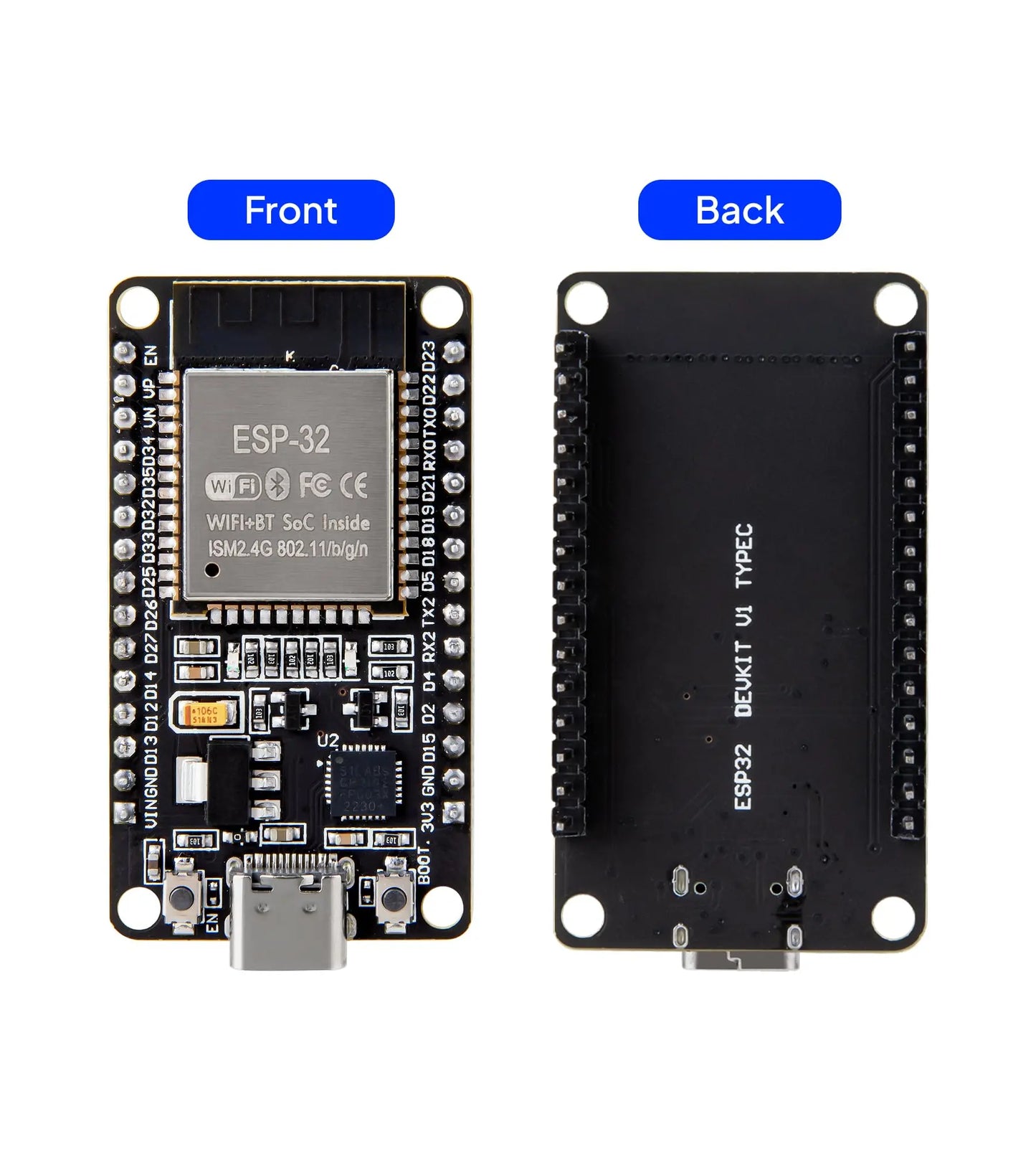 ELEGOO 3PCS ESP-32 Development Board USB-C, 2.4GHz Dual Mode WiFi+Bluetooth Dual Core Microcontroller Support AP/STA/AP+STA, CP2102 Chip ELEGOO
