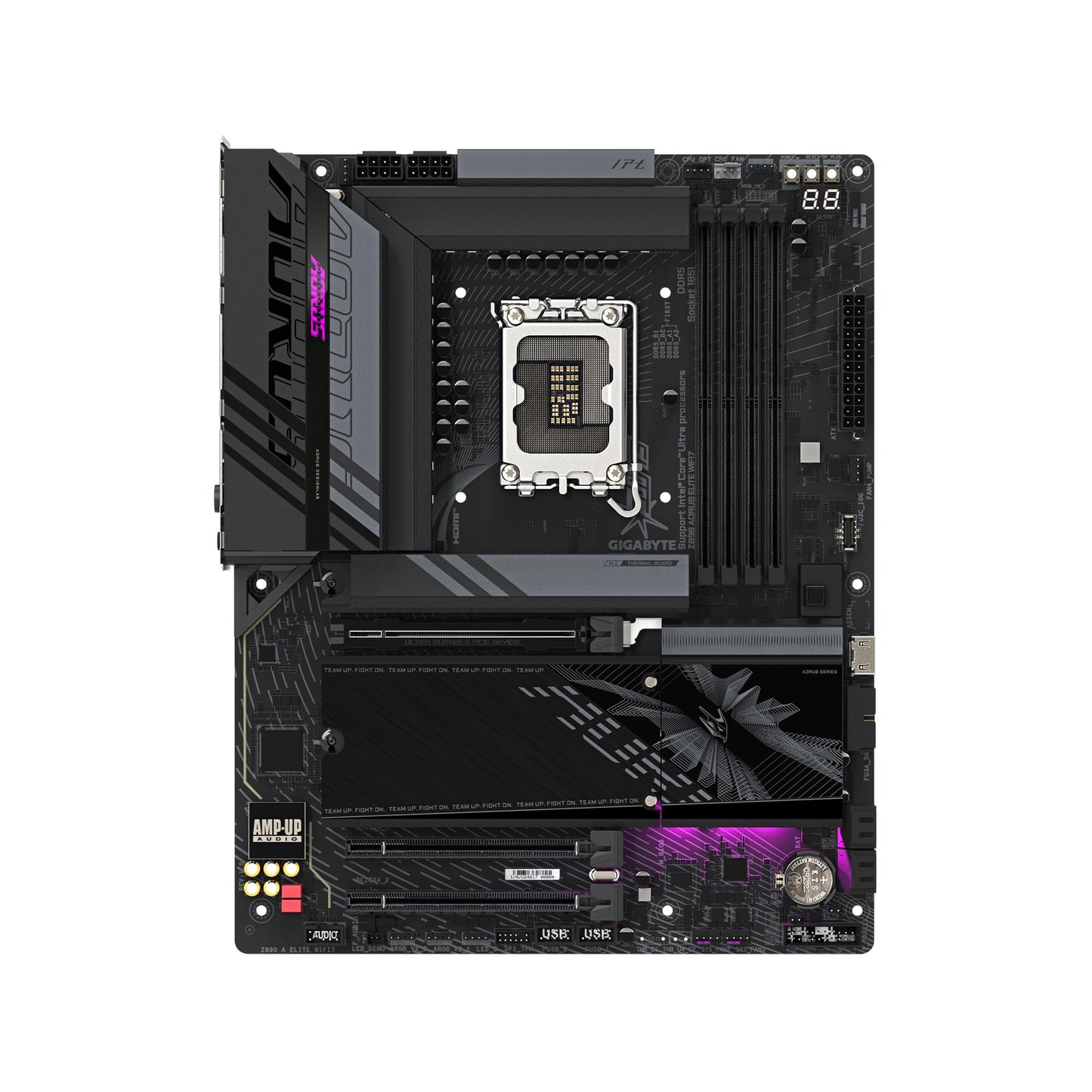 GIGABYTE Z890 AORUS Elite WIFI7 Intel Core Ultra (Series 2) LGA 1851 Motherboard, ATX, DDR5, 4X M.2, PCIe 5.0, Thunderbolt 4, WIFI7, 2.5GbE LAN, EZ-Latch
