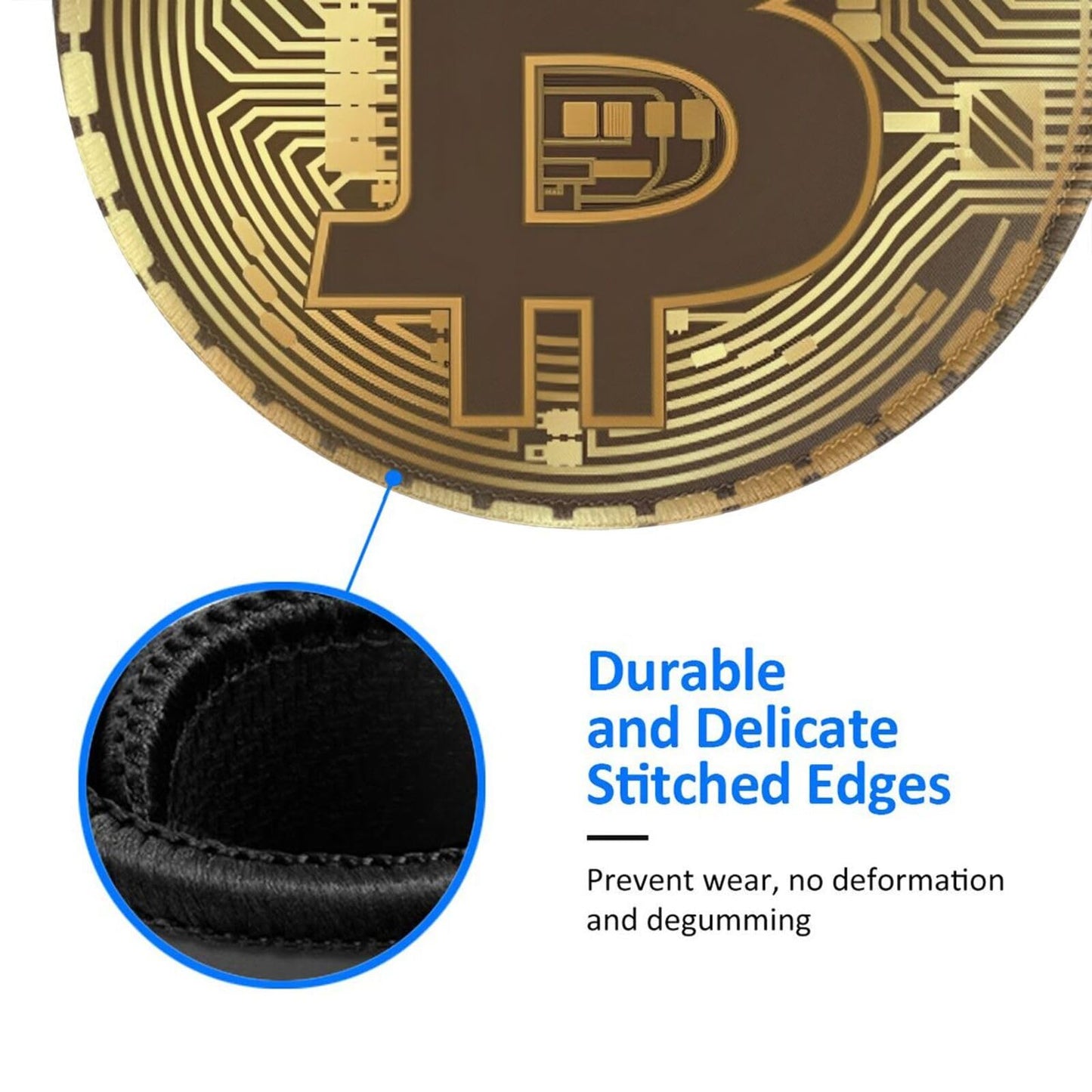 Bitcoin Crypto Currency Mouse Pad, Mouse Pads for Desk, Stitched Edge Mousepad with Non-Slip Rubber Base, Gaming Mouse Mat for Computer Laptop Home Office