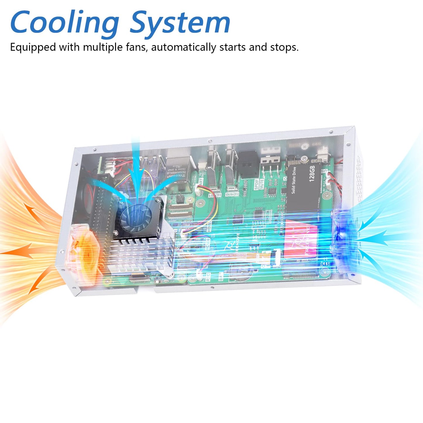 Freenove PC Case Kit for Raspberry Pi 5 with Cooling Fan,128GB M.2 NVMe SSD 800 MB/s, 5 MP Camera, 0.96 Inch OLED Screen, Built-in Stereo Speakers, 3.5 mm and Optical Audio (S/PDIF)