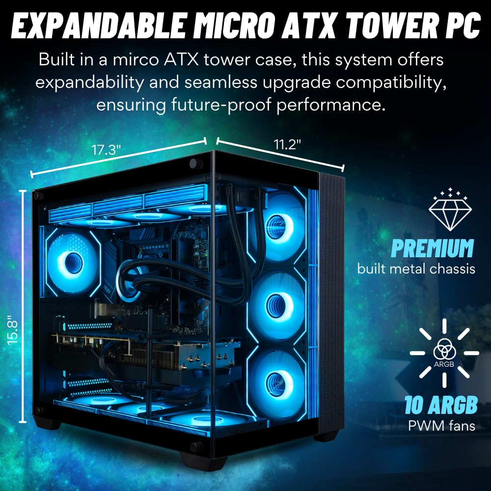Panorama XL RTX 5090, AMD Ryzen 9 9950X3D, 96GB DDR5 RAM, 4TB NVMe Gen4 SSD, HDMI, WaterCooled, RJ45, Windows 11 Pro, 3 Year Warranty, RGB Keyboard+Mouse, WiFi 6E+BT, HDMI, Prebuilt Gaming Desktop PC