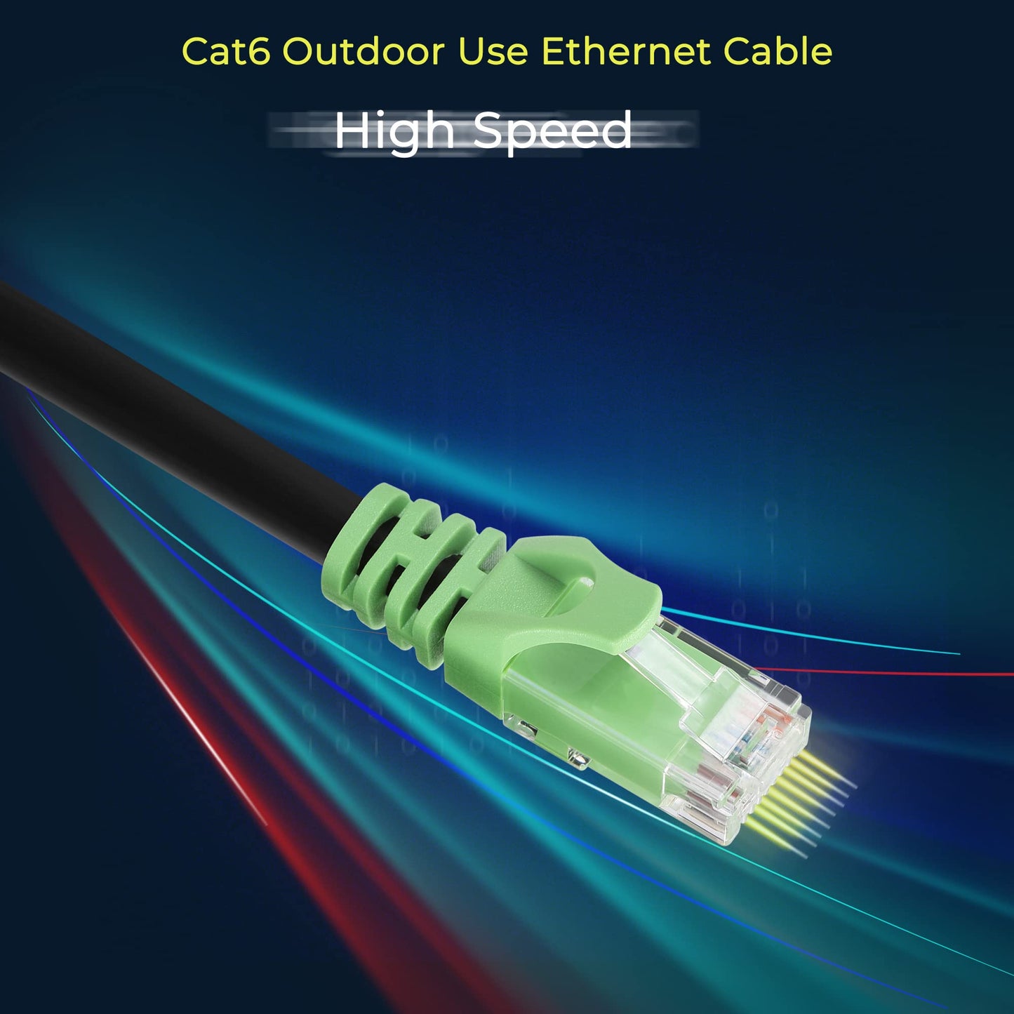 Rapink Cat6 Outdoor Ethernet Cable 100 ft, Ethernet Cable UV Resistant, Cat6 Cable Waterproof, Network Cable Copper Clad Aluminum for Indoor & Outdoor Use