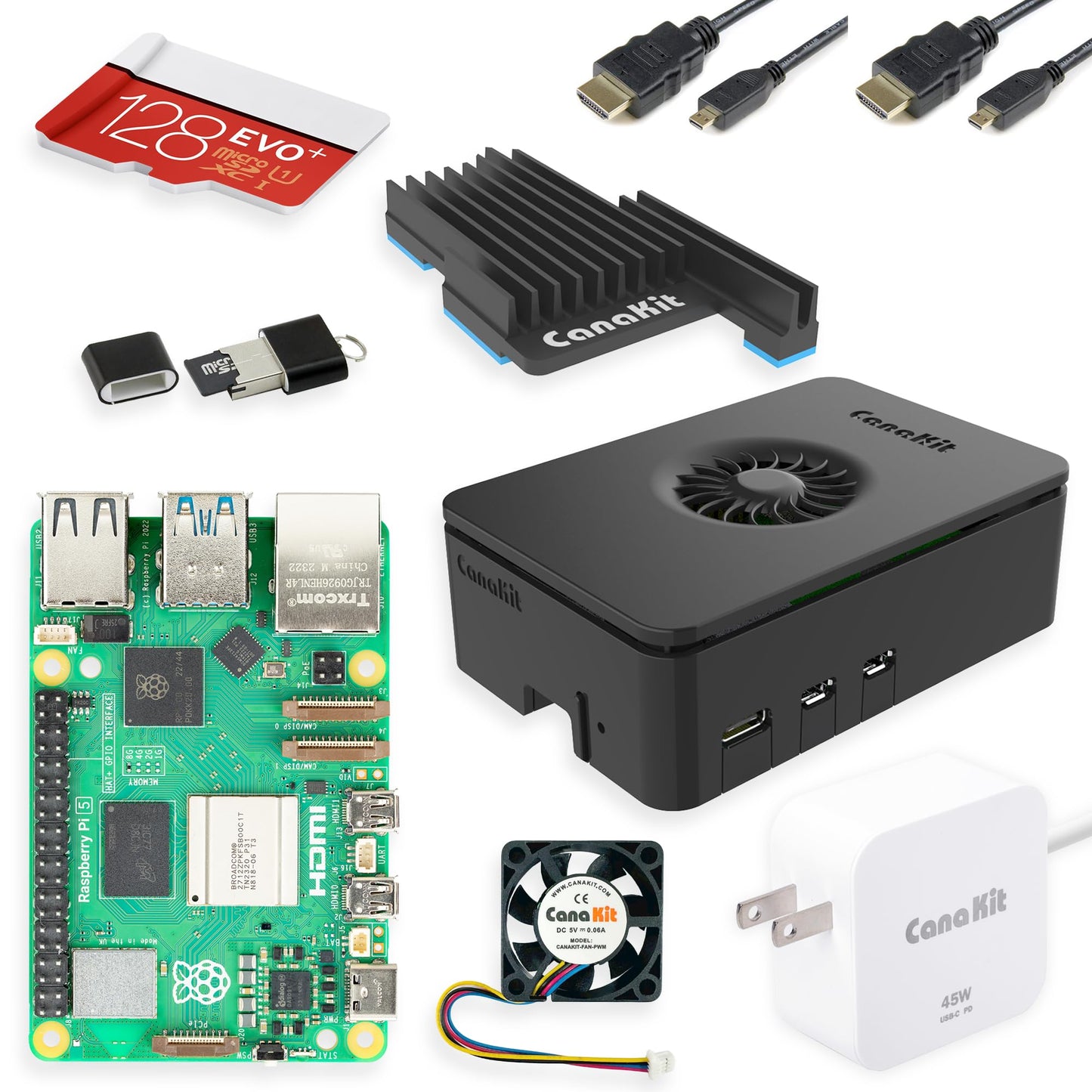 CanaKit Raspberry Pi 5 16GB Starter Kit PRO - Turbine Black (128GB Edition) (16GB RAM)