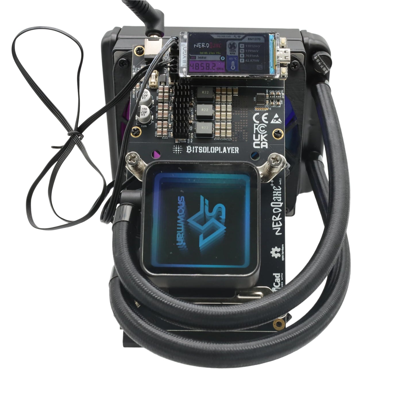 New BTC Miner Nerdqaxe++ Hydro 4.8TH/S Bitcoin Solo Miner Open Sources Bitcoin Home Miner Quite with 12V PSU