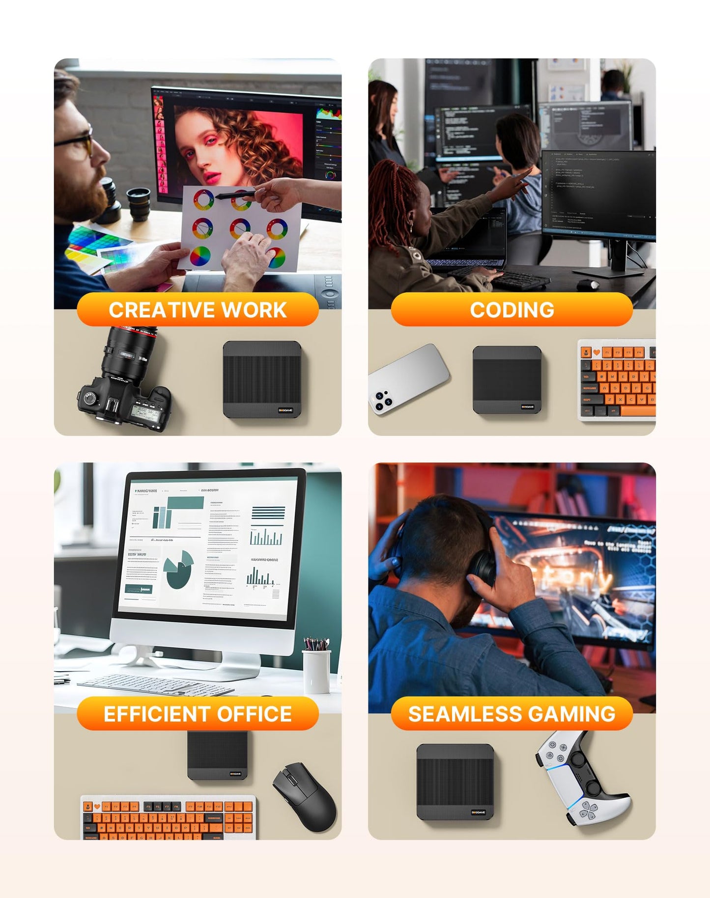 BOSGAME P6 Gaming Mini PC w/AMD Ryzen 9 6900HX | 32GB DDR5 RAM | 1TB PCIe 4.0 NVMe SSD | Dual Gigabit Ethernet | Triple Display (HDMI/DP/USB-C) | AX210 Wi-Fi 6E | BT 5.3 | Compact Desktop Computer