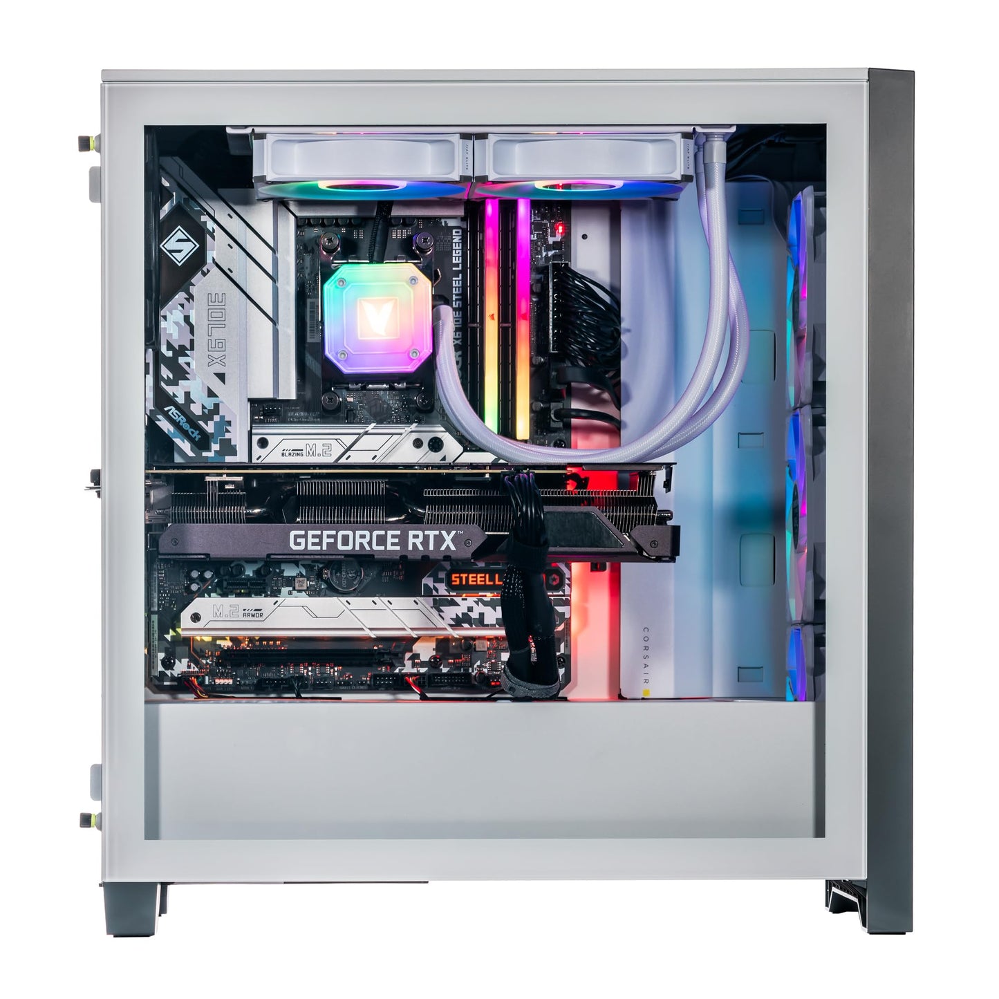 Velztorm iCUE Certified White Armix Custom Built Gaming Desktop PC (AMD Ryzen 9 7900X, GeForce RTX 5090, 32GB DDR5, 2TB PCIe SSD, RGB Fans, 240mm AIO, 1000W PSU, WiFi 6E, Bluetooth 5.2, Win 11 Home)