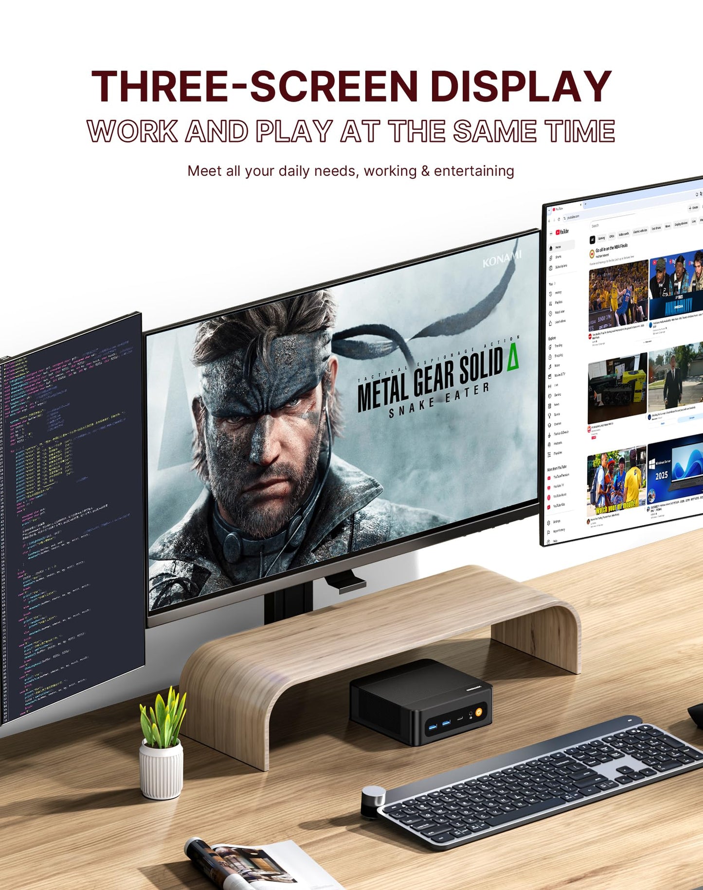 origimagic N4 Mini Gaming & Office PC | Ryzen 9 6900HX | Radeon 680M GPU | 32GB DDR5（6400MHz | 1TB M.2 NVME PCIe 4.0 2280 SSD | Dual 1 Gigabit LAN，11 Pro-OS/WiFi 6E / BT5.3 / 4K@60Hz Triple Display