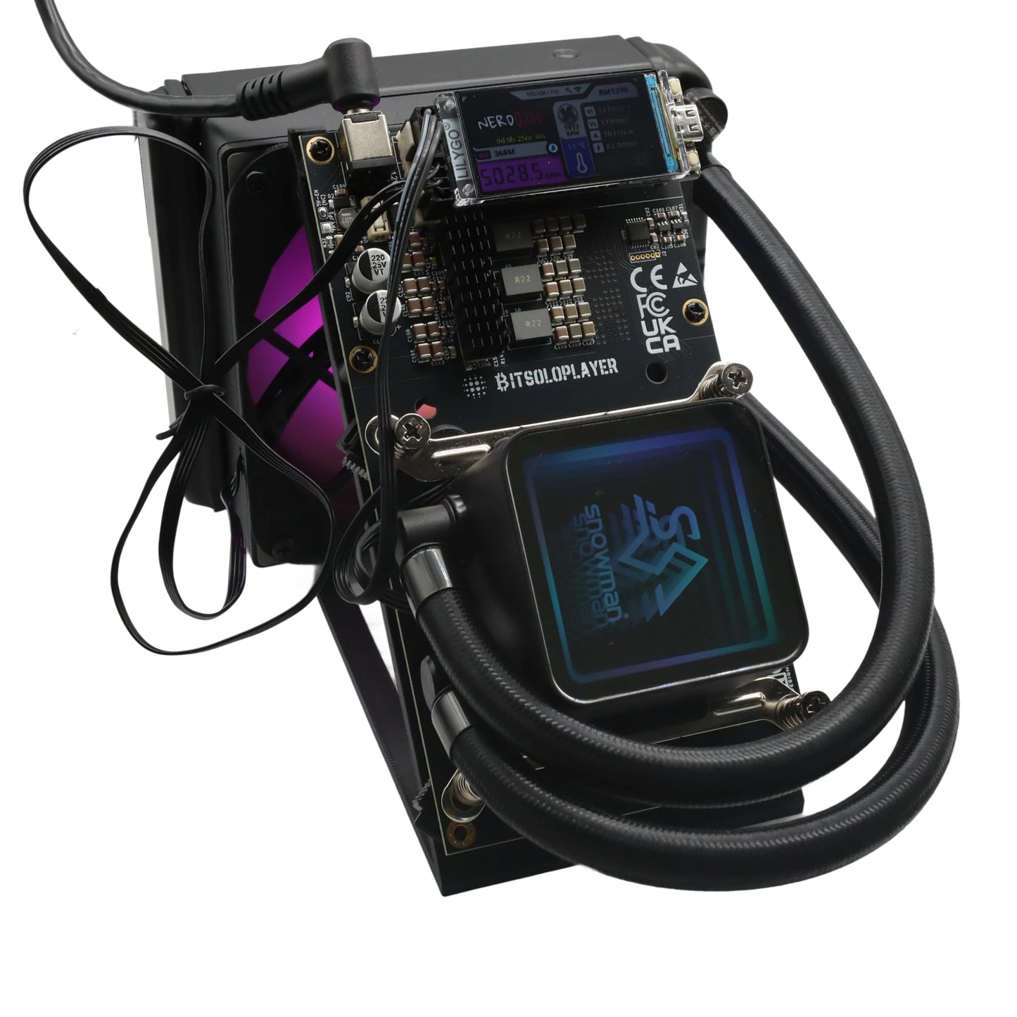 New BTC Miner Nerdqaxe++ Hydro 4.8TH/S Bitcoin Solo Miner Open Sources Bitcoin Home Miner Quite with 12V PSU