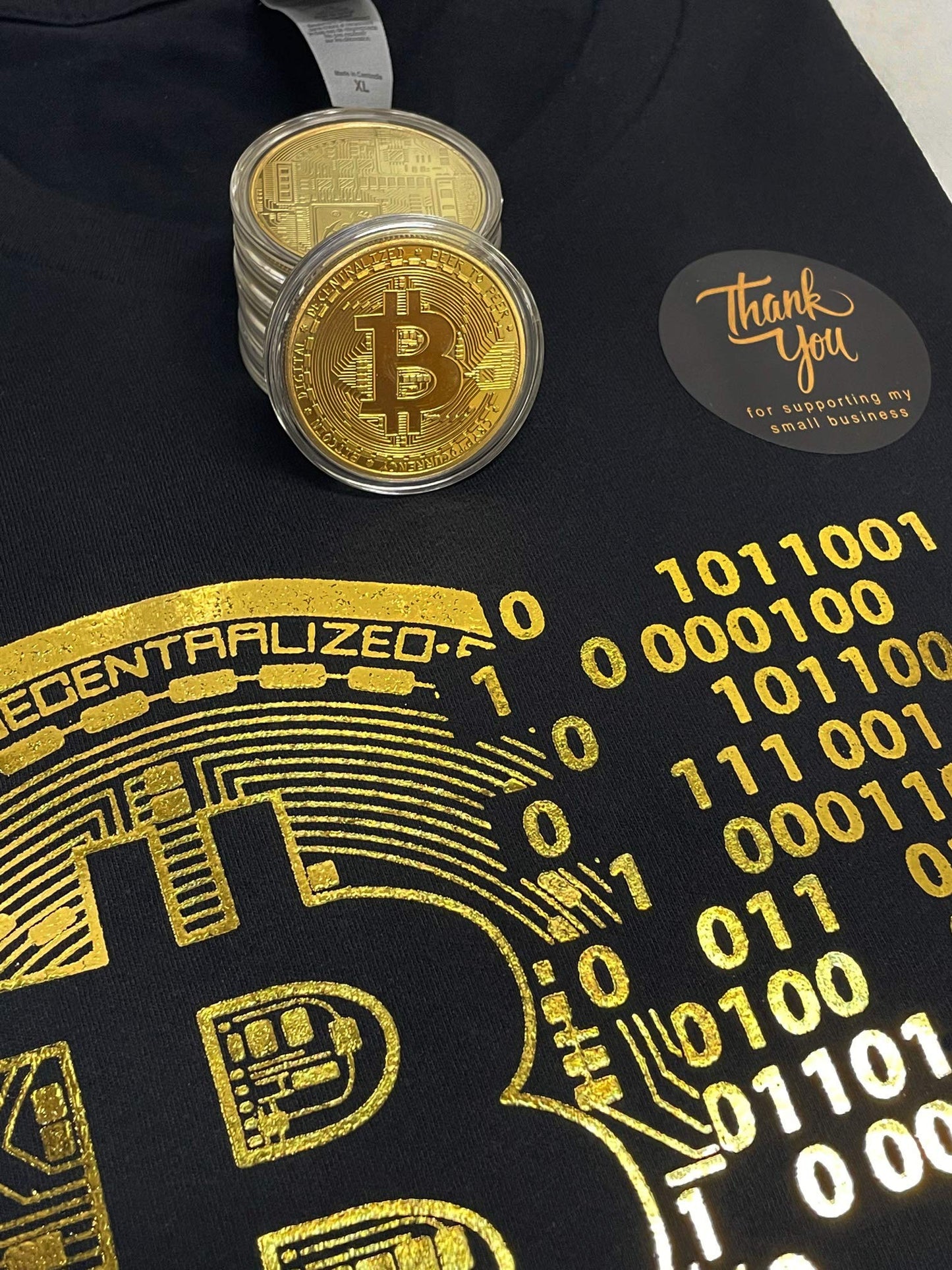 Golden Bitcoin T-Shirt for Crypto Currency Miners and Original Collectors Bitcoin Coin XX-Large